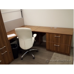 Hon Walnut L Suite Desk with 2 Drawer Lateral File
